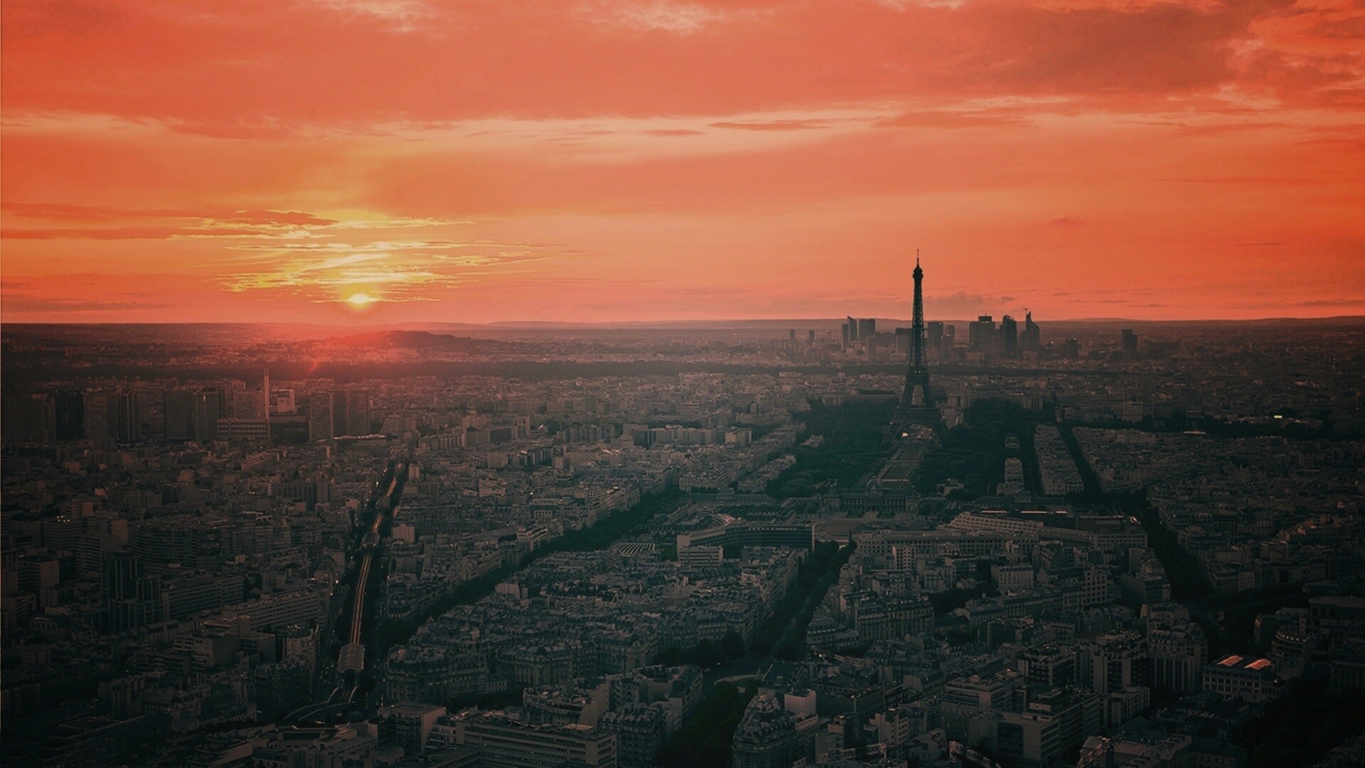 Вид на вечерний Париж обои