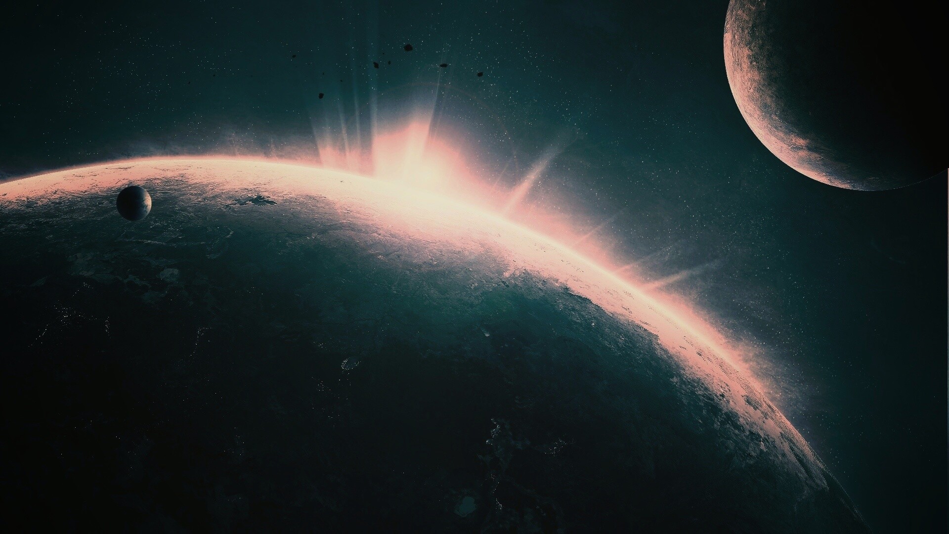 Восход над планетой обои