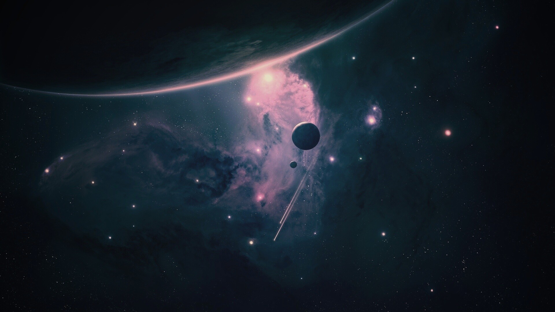 Комета пролетает мимо планеты обои