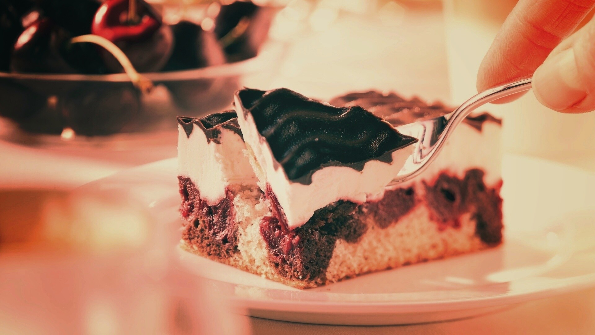 Вишневое пирожное обои