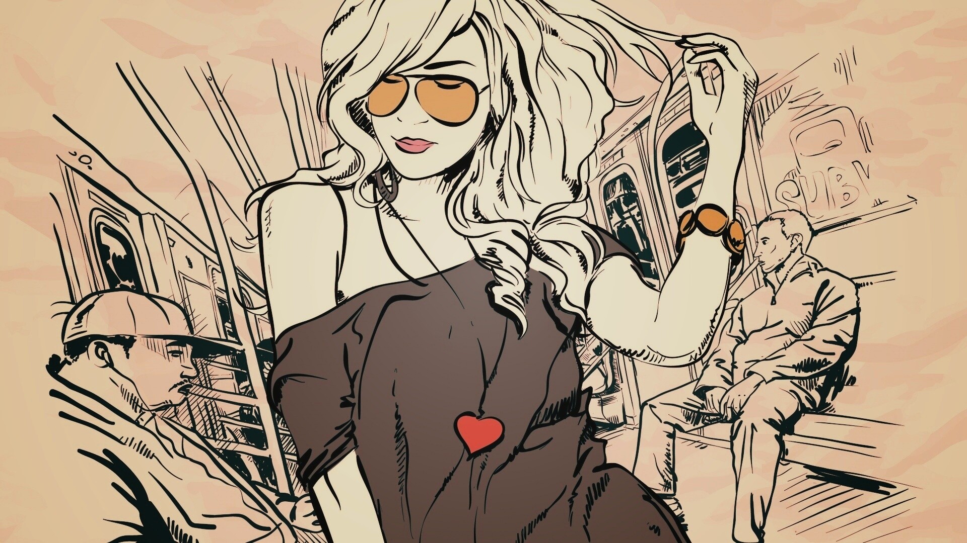 Стильная девушка в метро обои