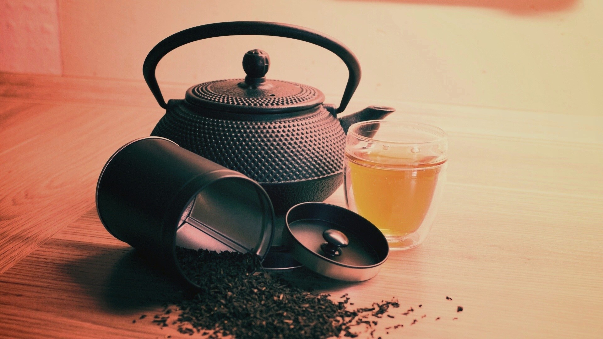 Черный чайный набор обои