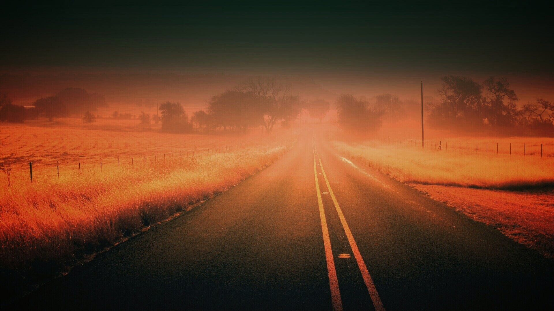 Туманная дорога обои