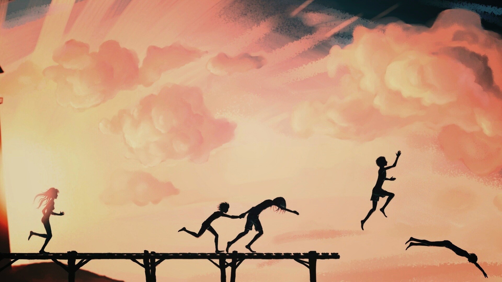 Прыжки с причала обои