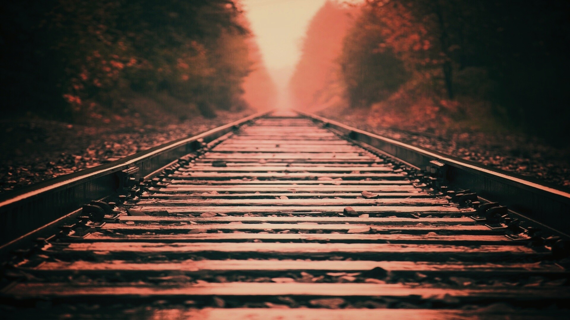 Железная дорога после дождя обои