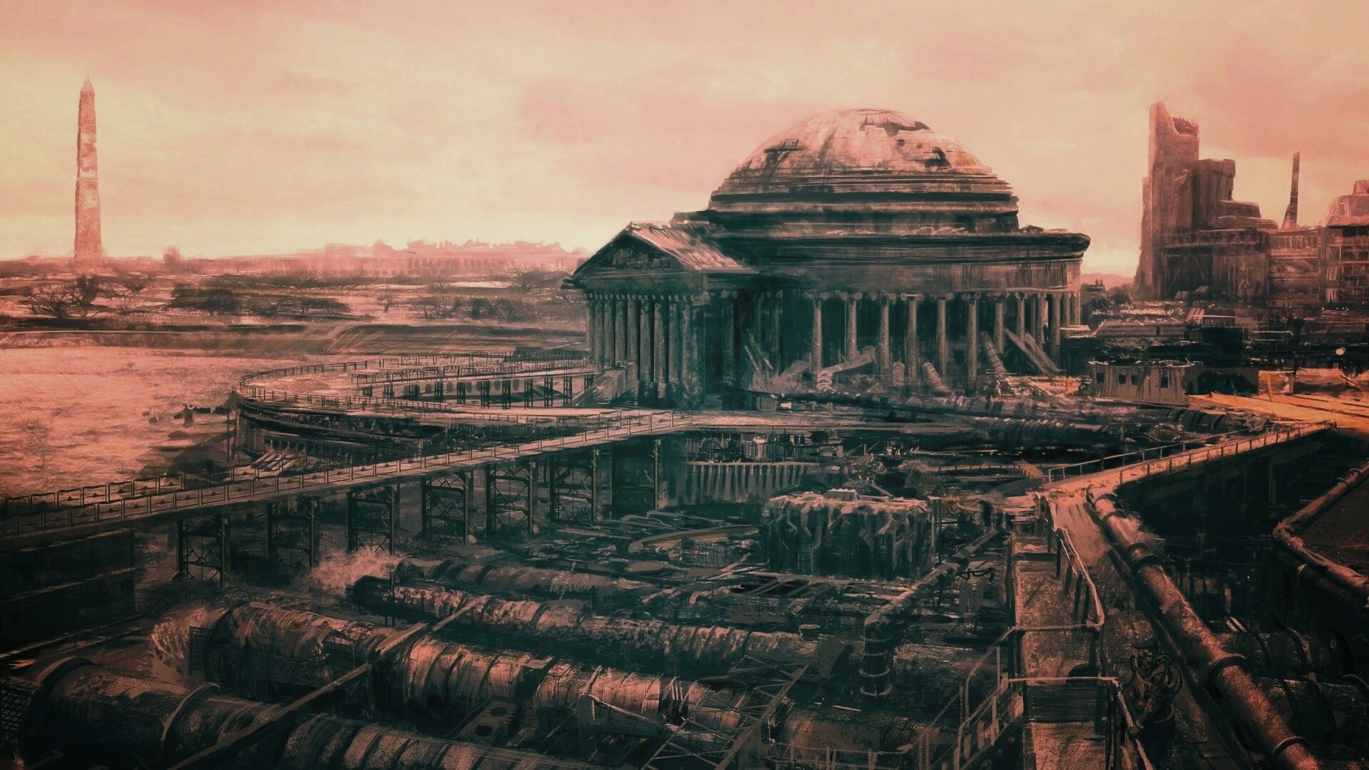 Водоочиститель в мемориале Джеферсона из Fallout 3 обои