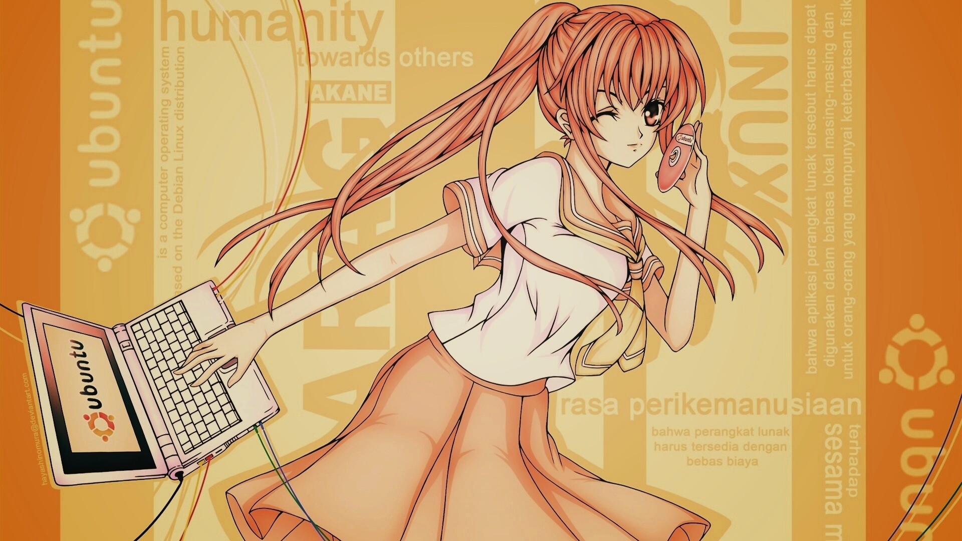 Ubuntu  в аниме обои