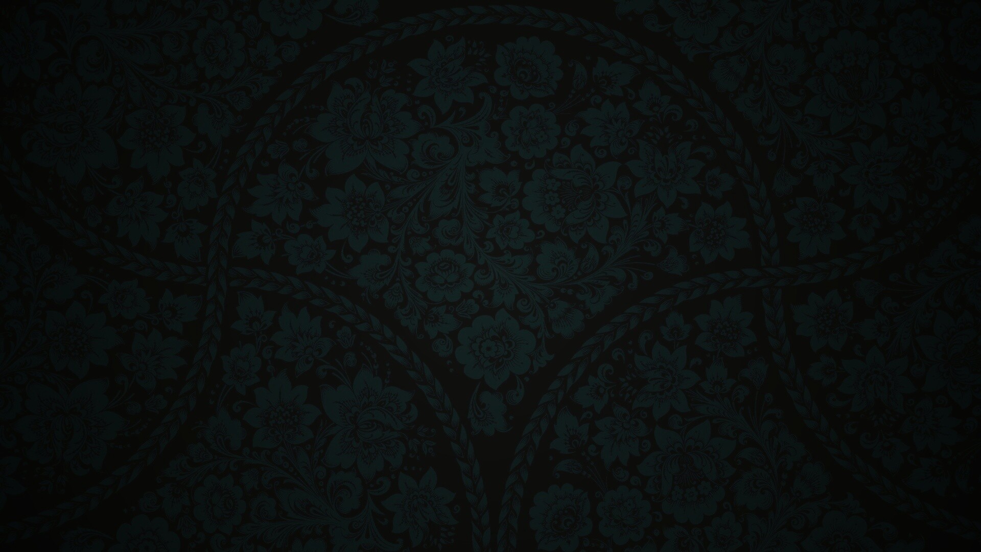 Черный цветастый узор под хохлому обои