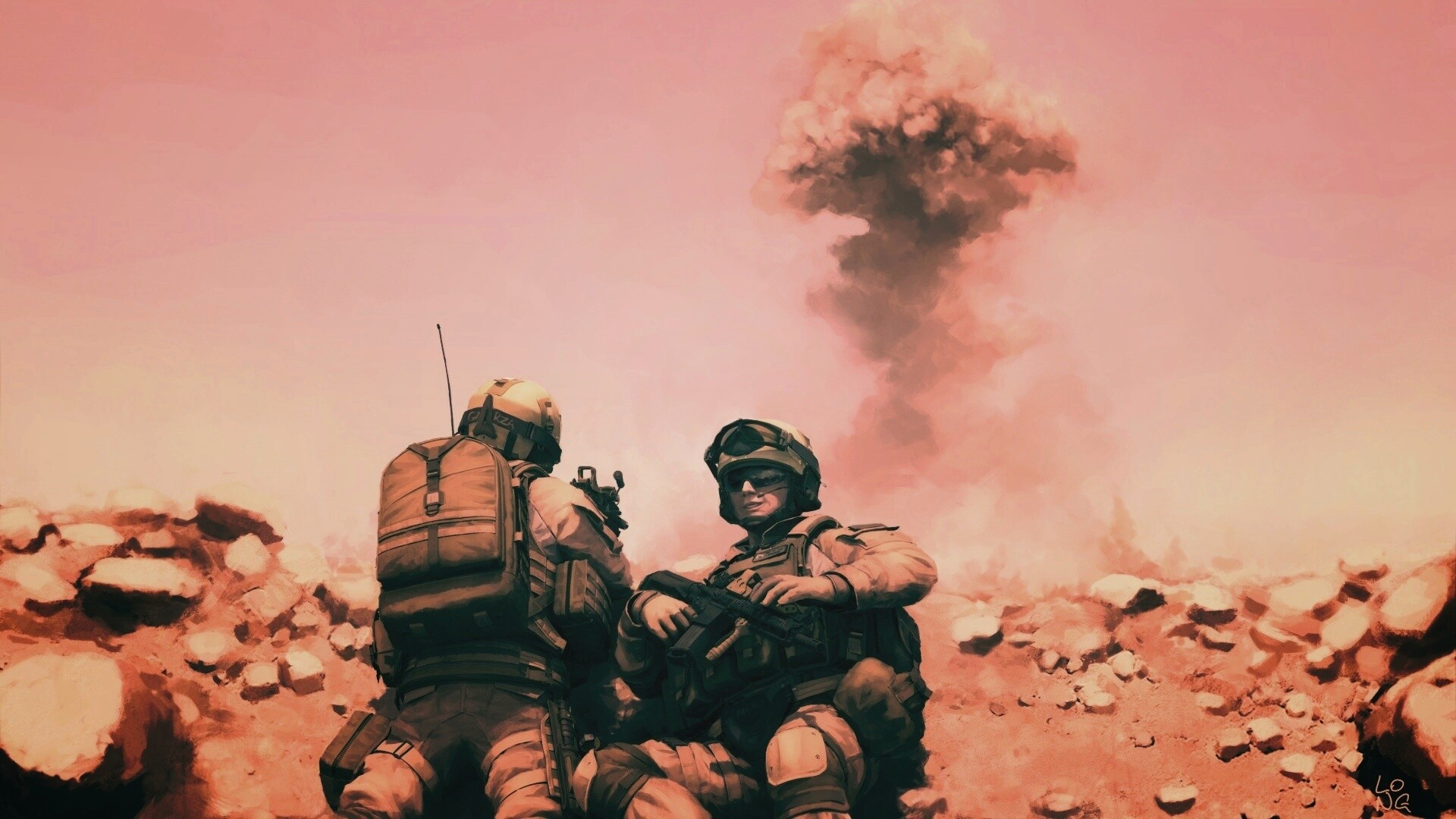Солдаты в пустыне обои