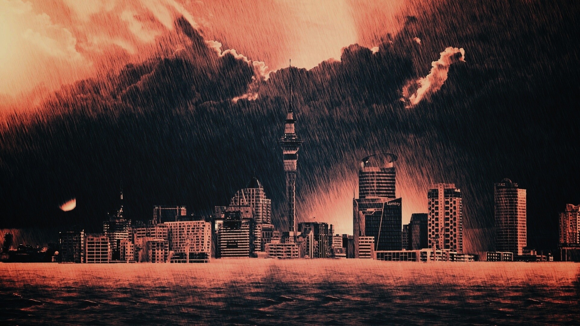 Гроза над городом обои