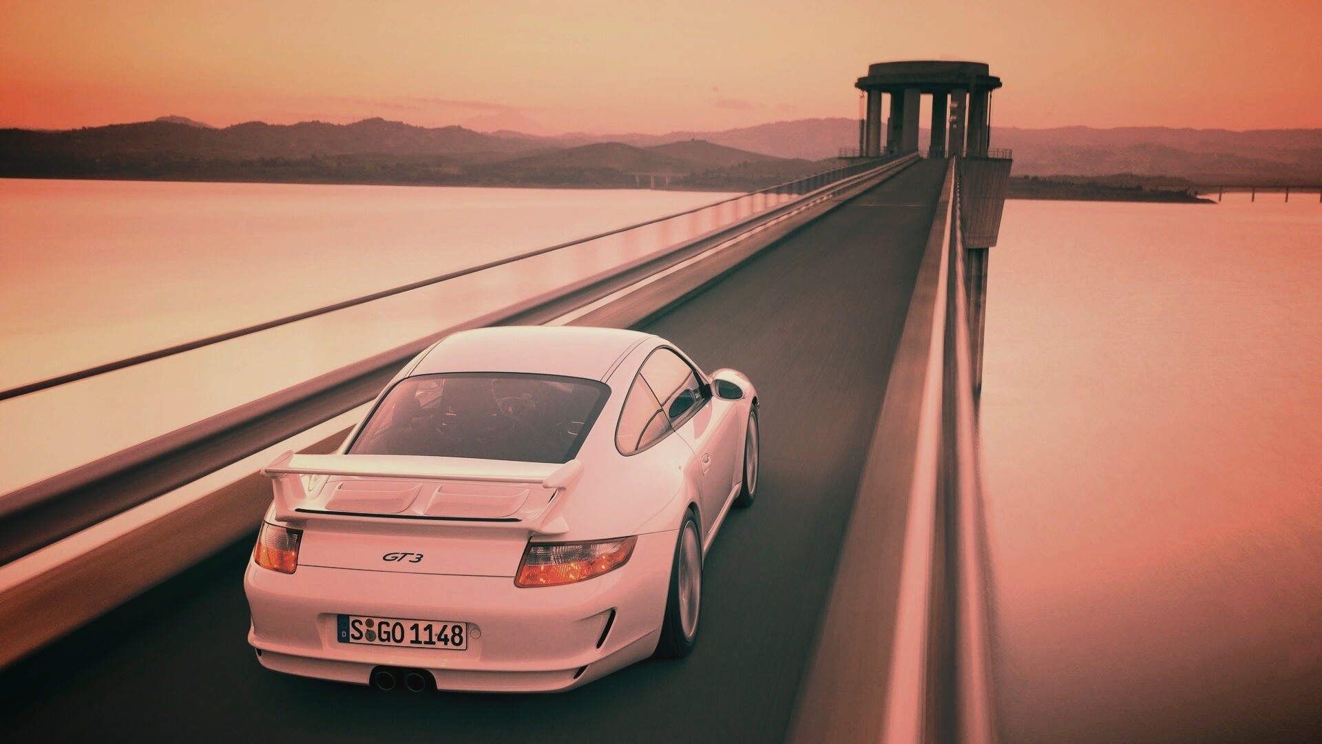 Порше на дамбе обои