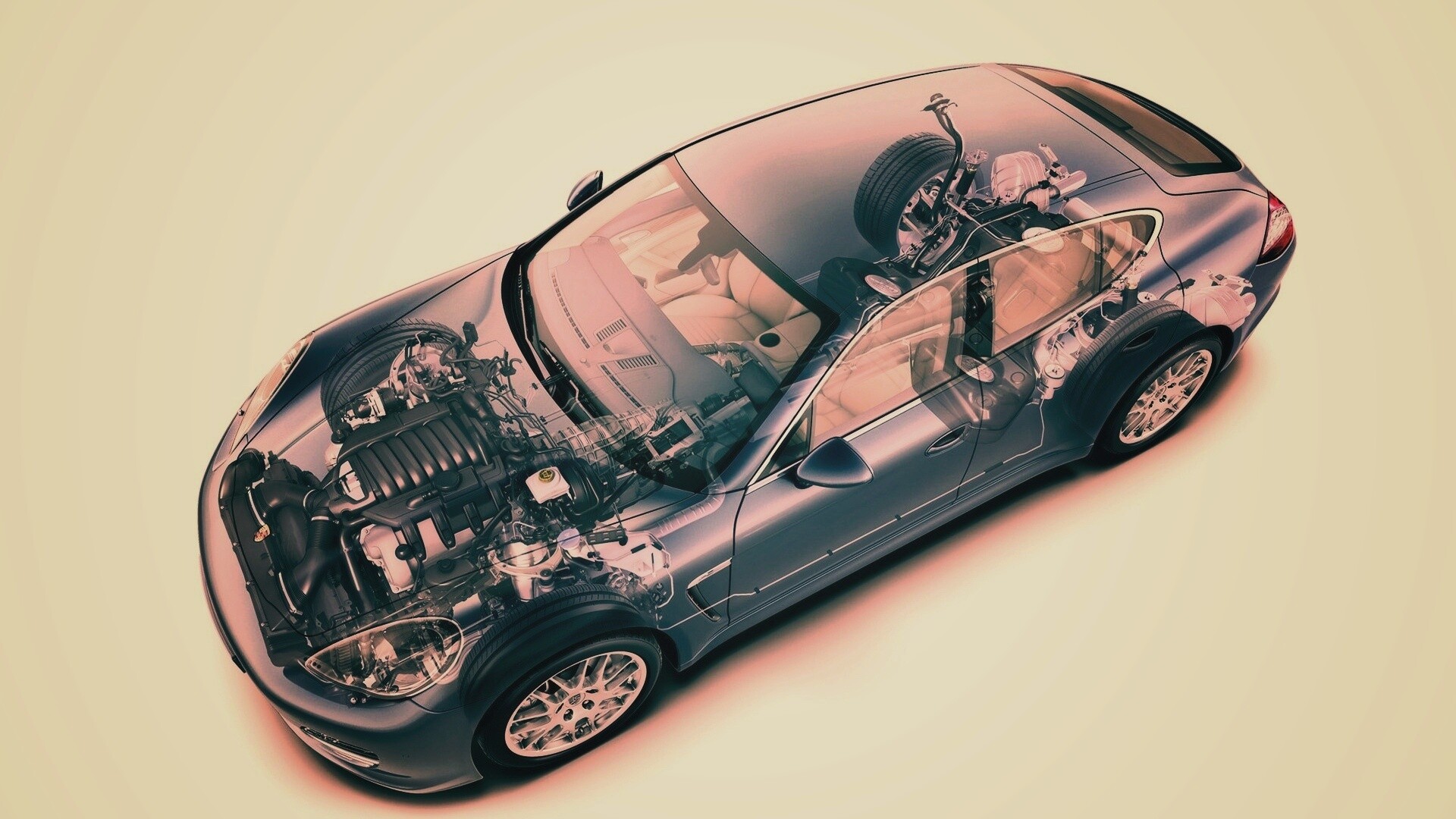 3D схема ходовой Порше обои