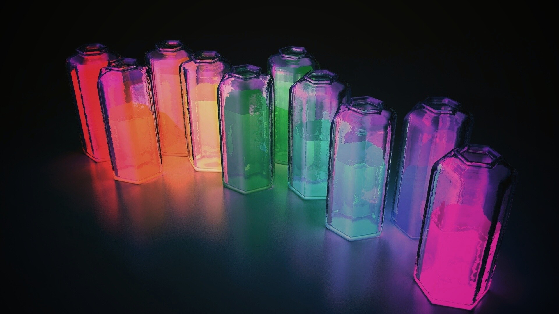 Баночки с цветными жидкостями обои