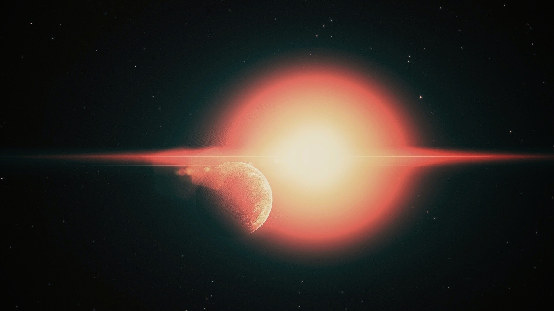 Планета на фоне звезды обои