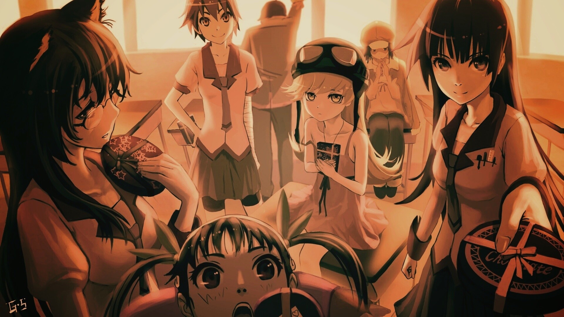 Девушки из Bakemonogatari обои