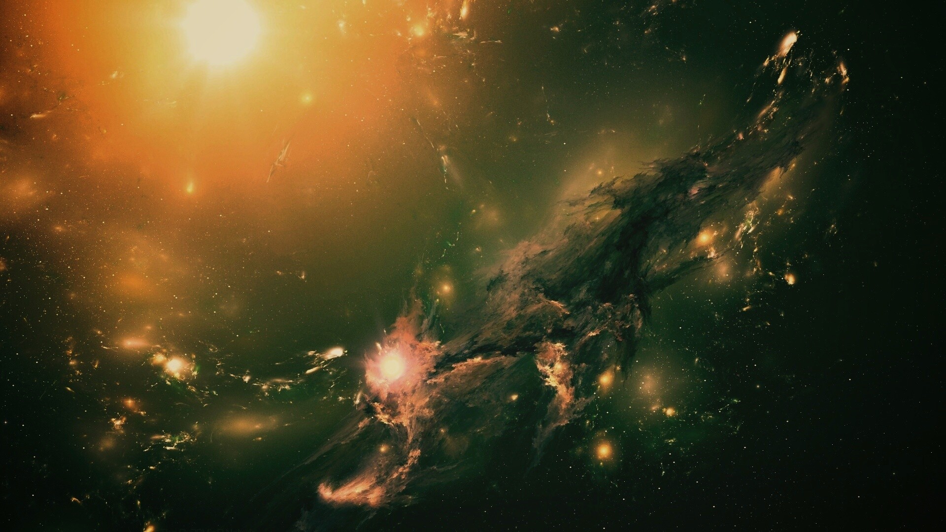 Зеленая туманность обои