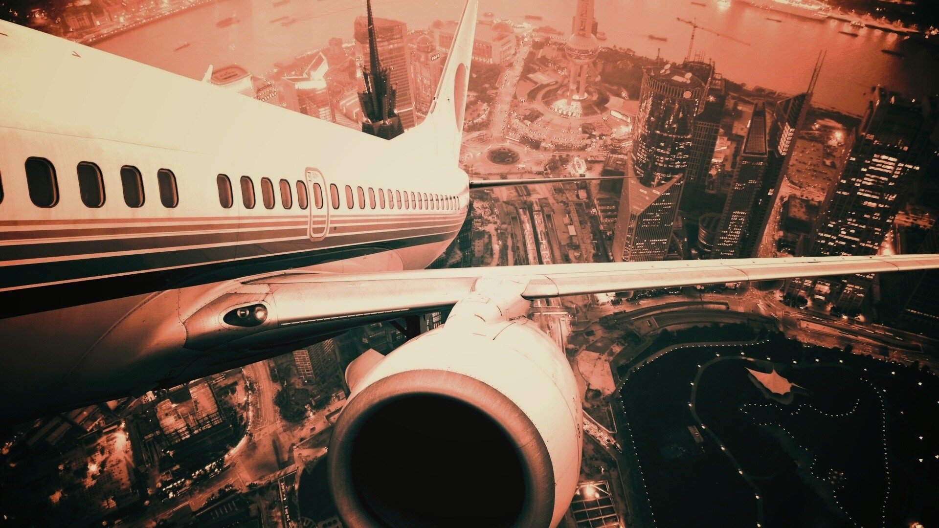 Взлет над городом обои