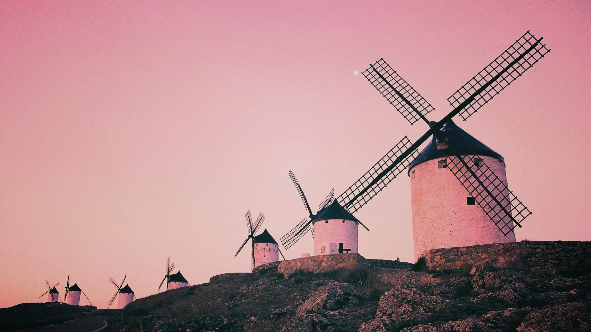 Пейзаж из ветряных мельниц обои