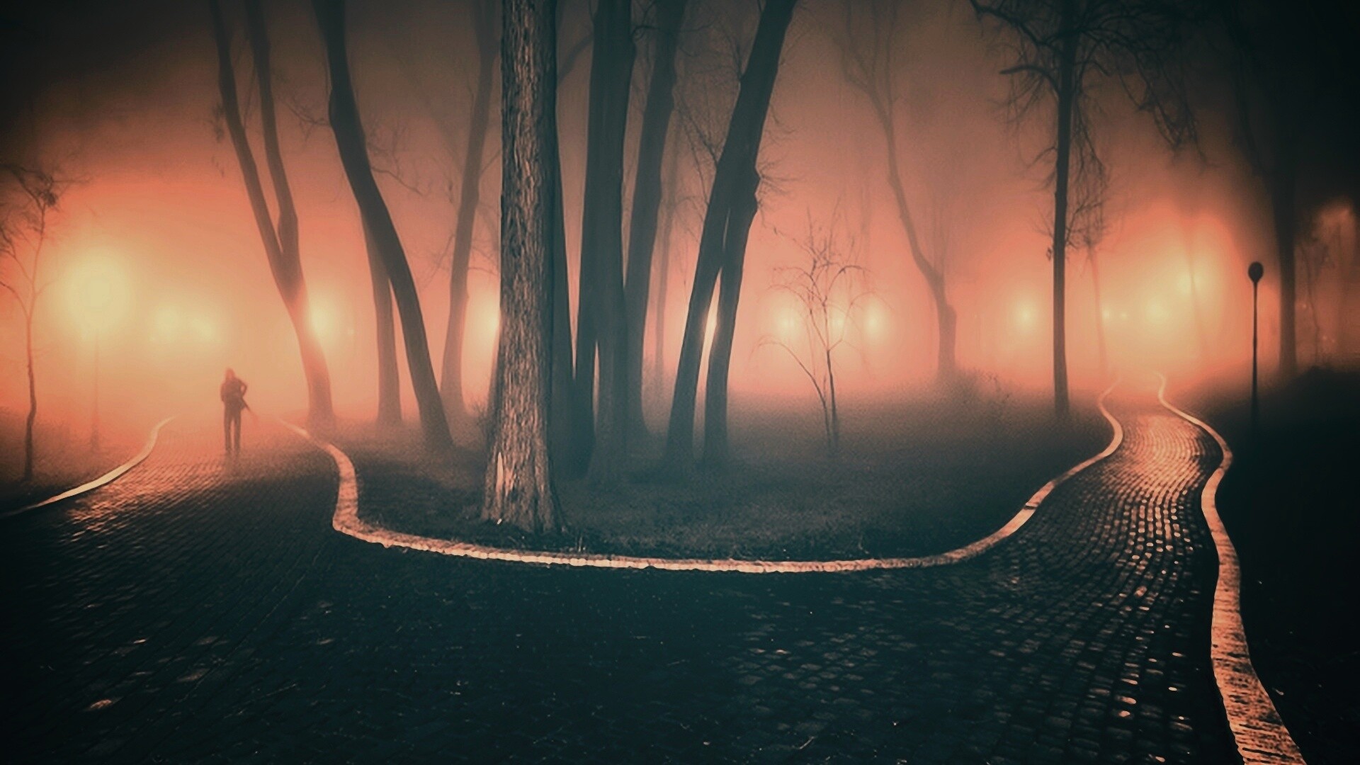 Пустынный лабиринт парковых дорожек обои