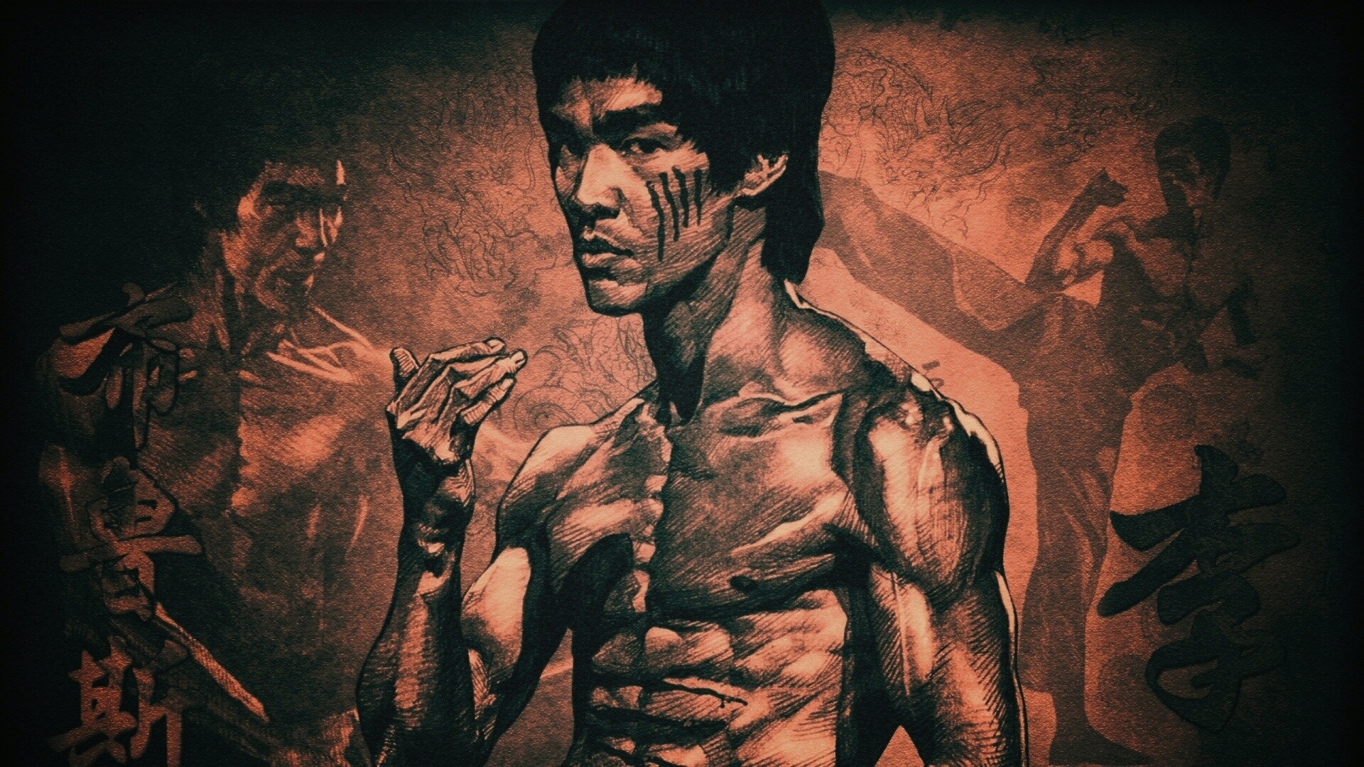 Портрет Брюса Ли обои