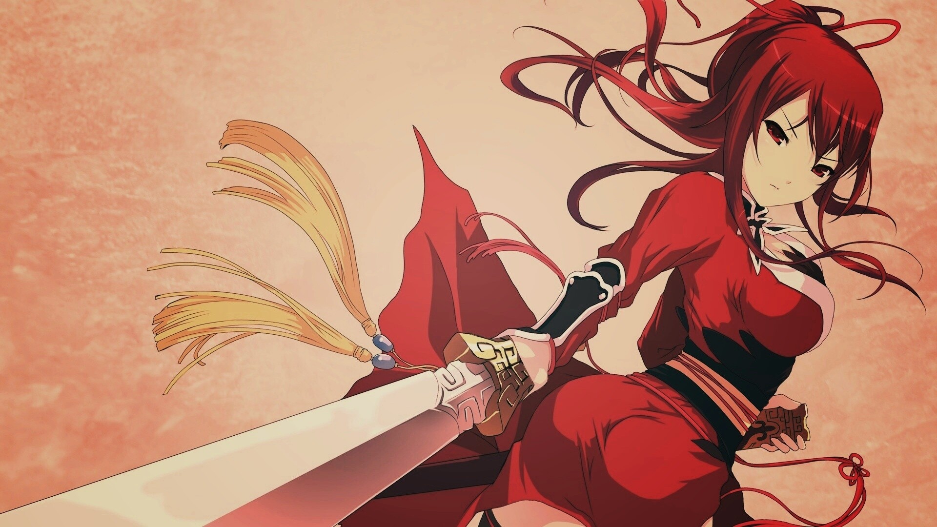 Рыжая девочка с мечем обои