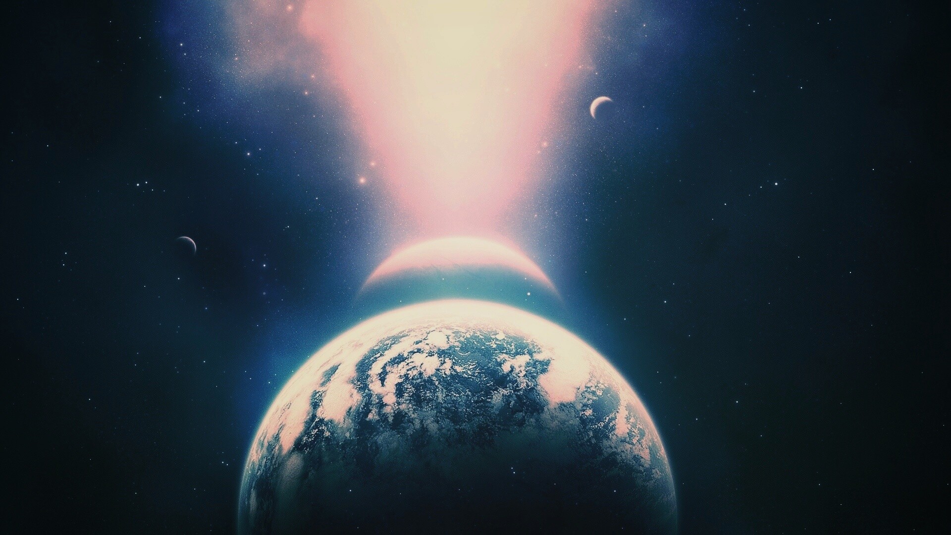 Свет звезды падает на планету обои