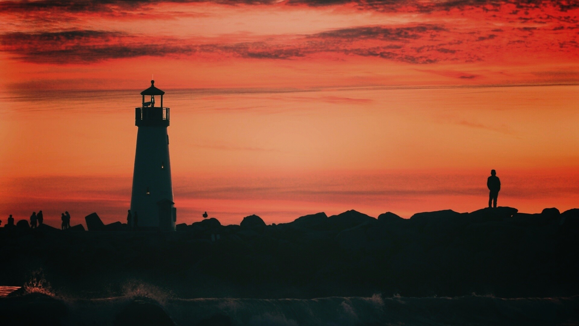 Вечерний маяк обои