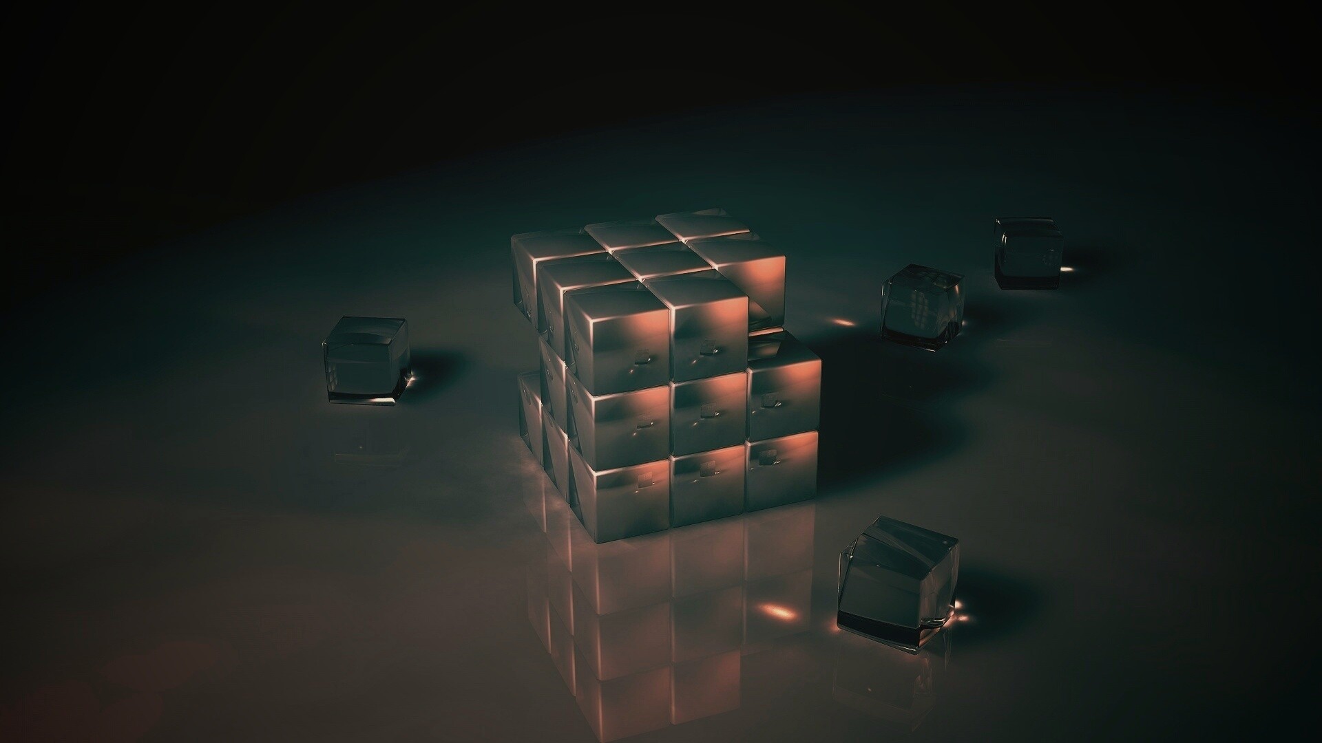 Кубик рубика из стекла обои