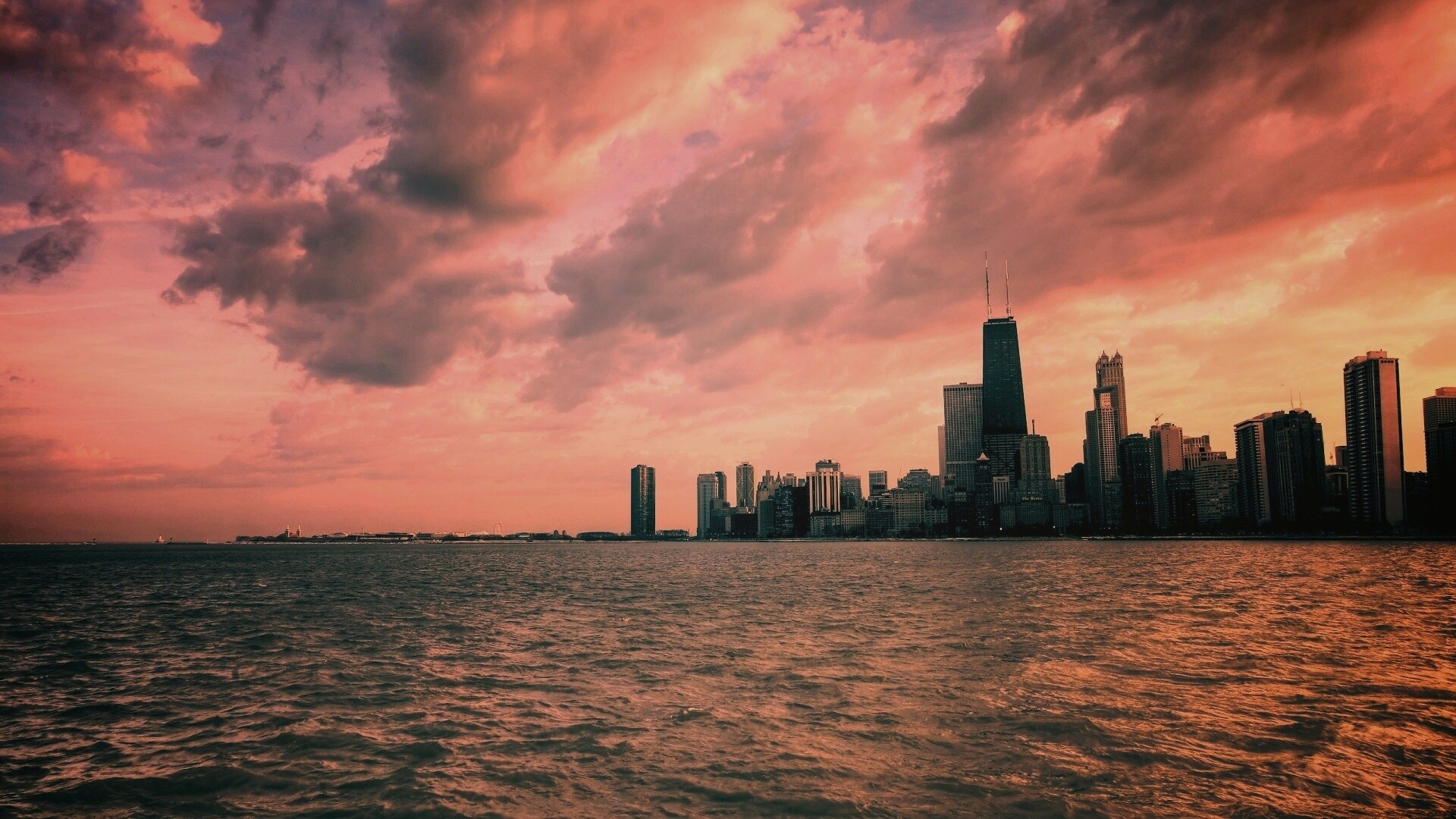 Вид на Чикаго обои