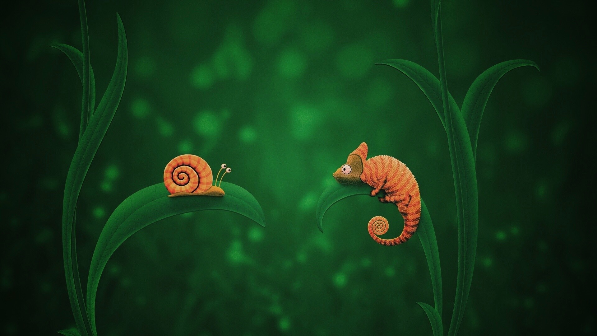 Хамелеон замаскированный под улитку обои