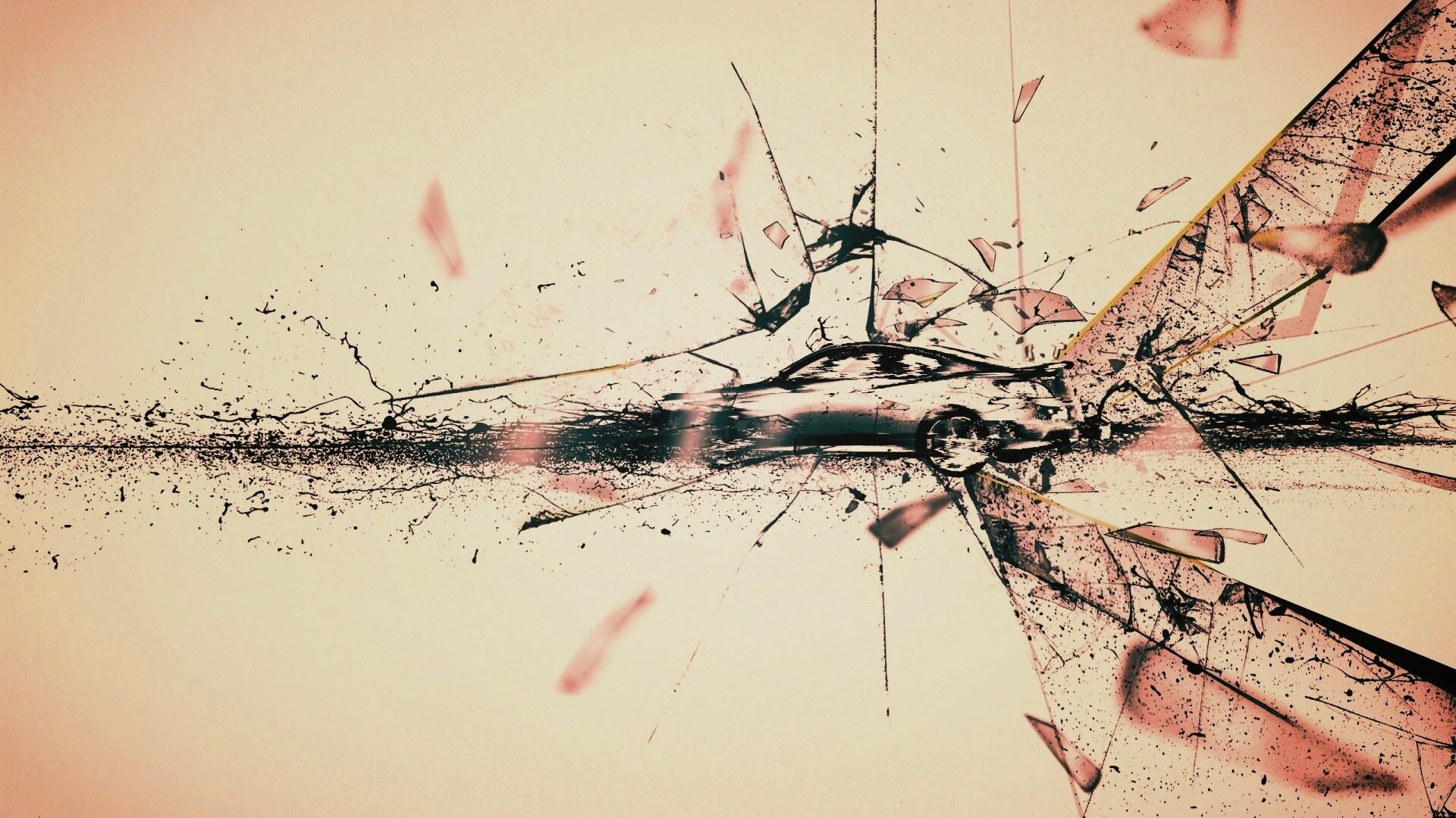 Летящие осколки обои