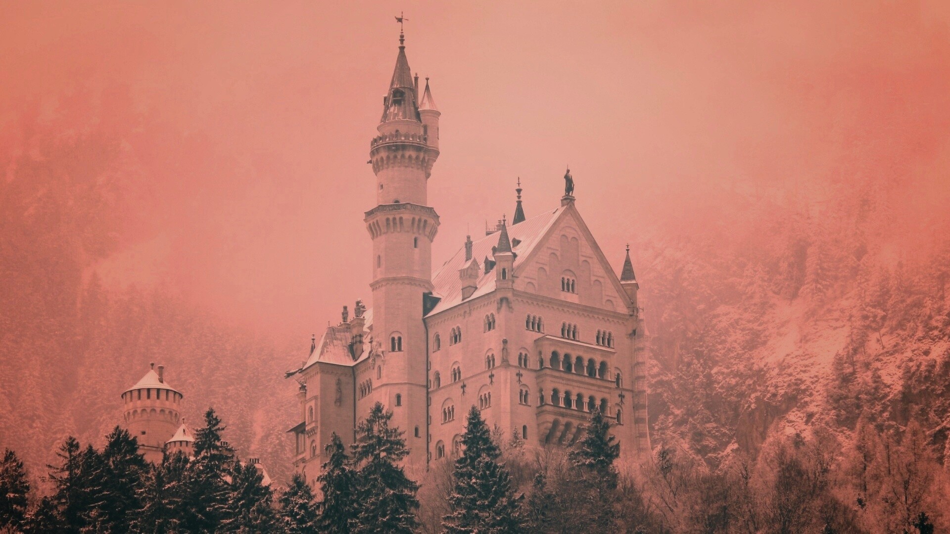 Заснеженный Нойшванштайн обои