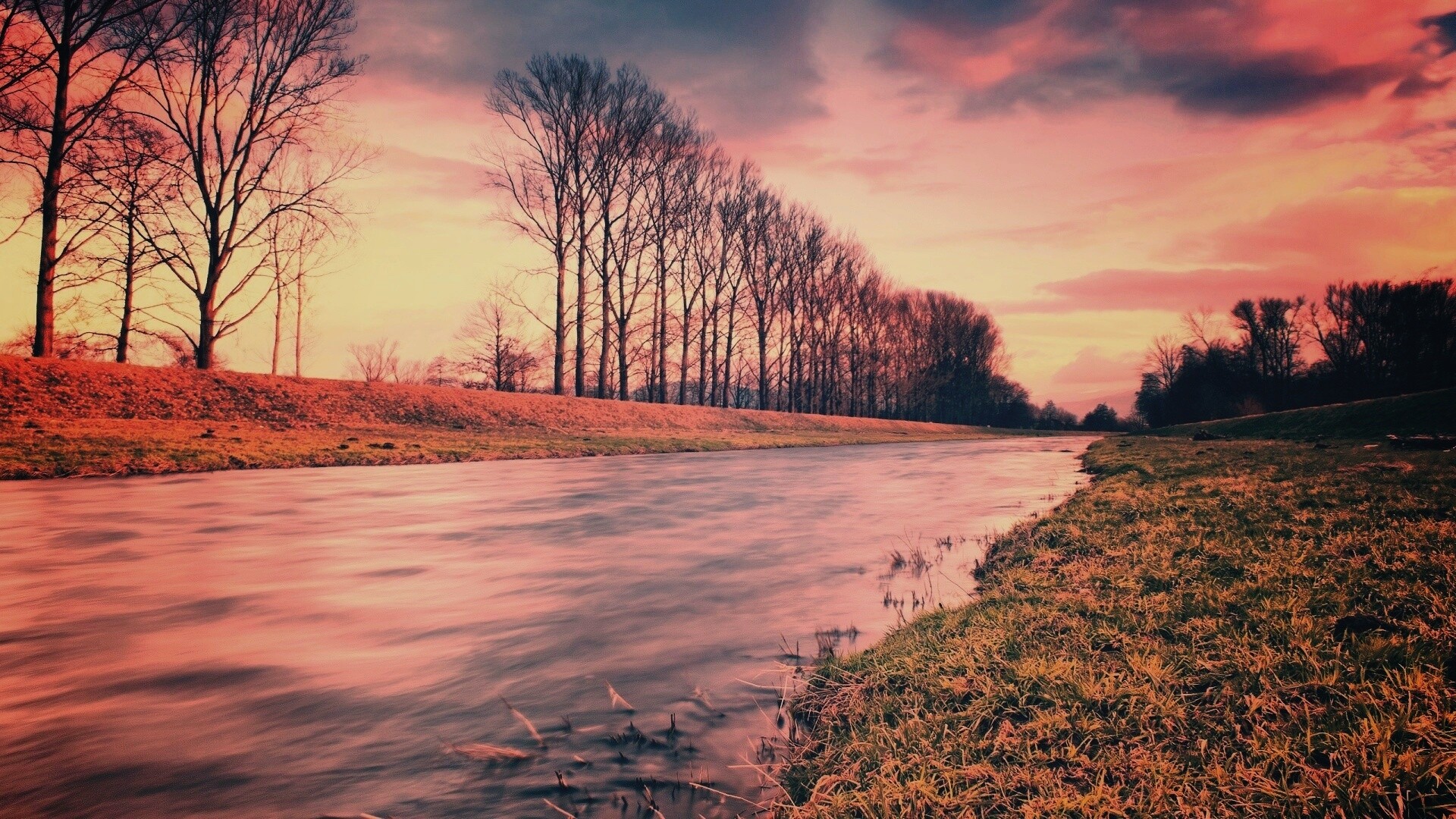 Осенняя река обои