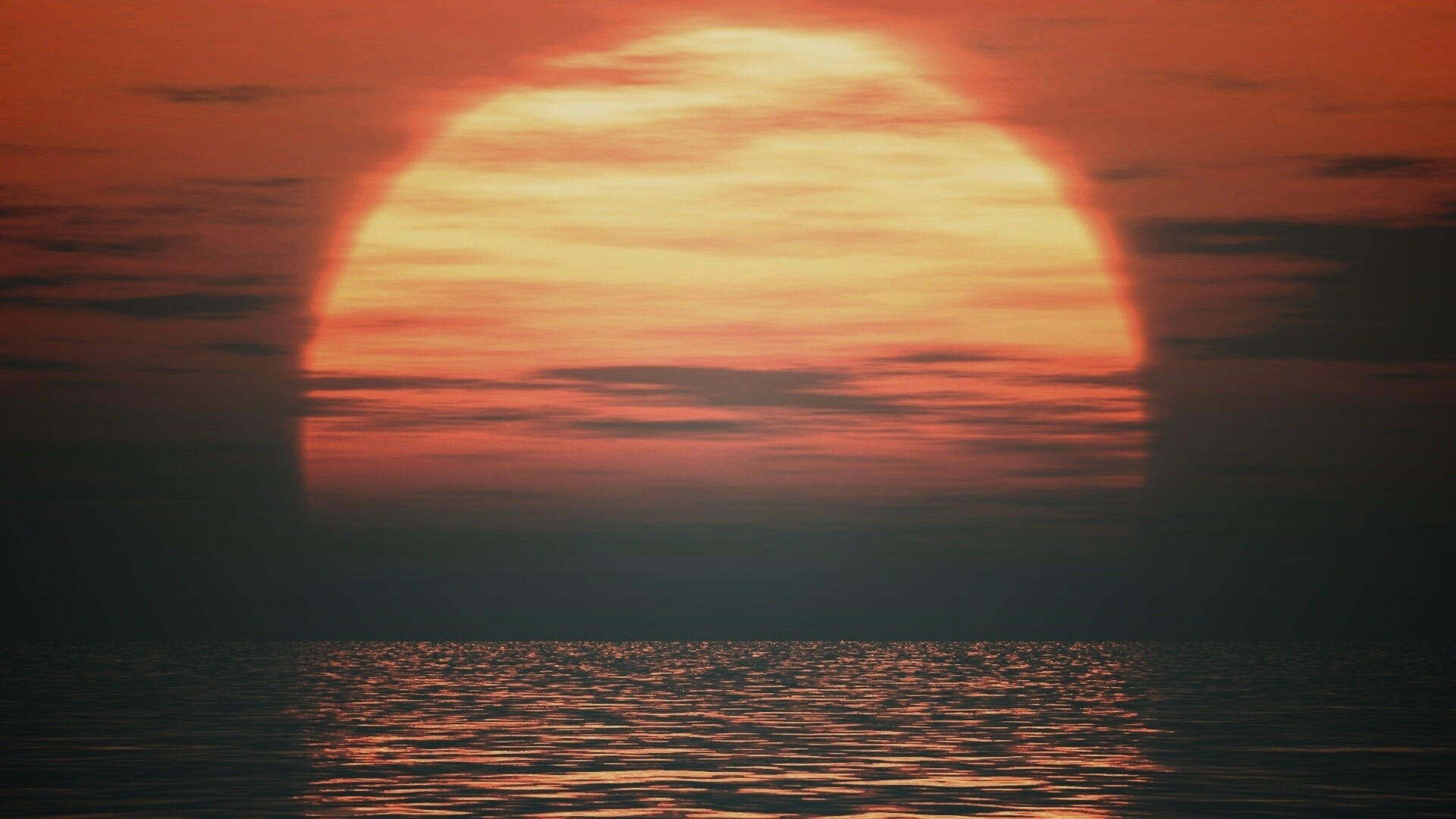 Закат над морской гладью обои