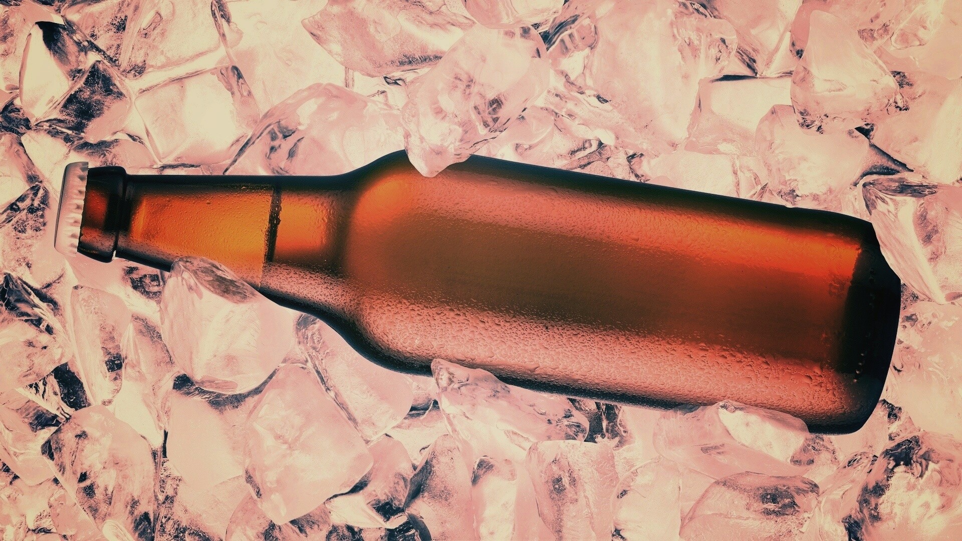 Бутылка пива во льду обои