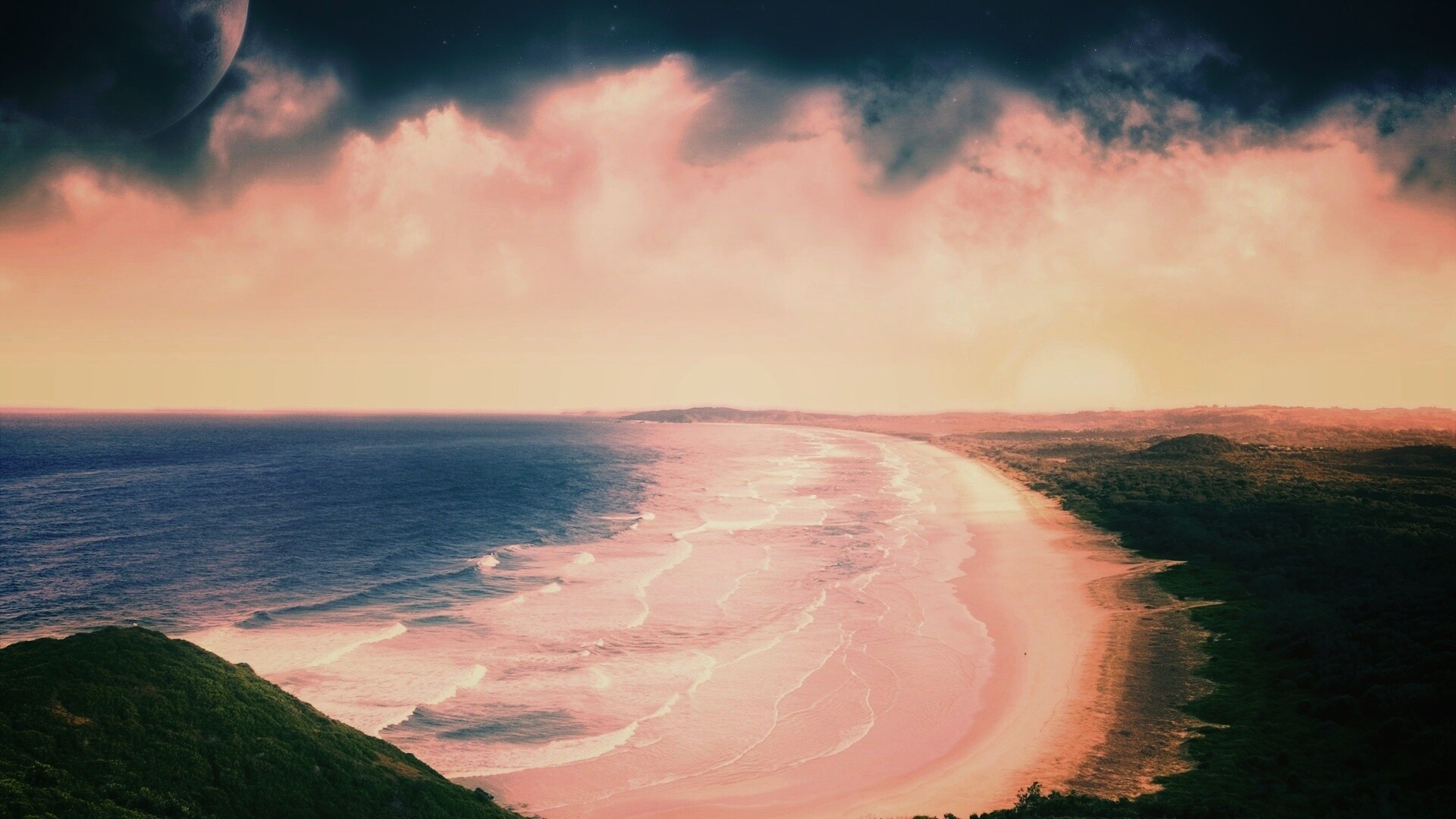 Берег до горизонта обои