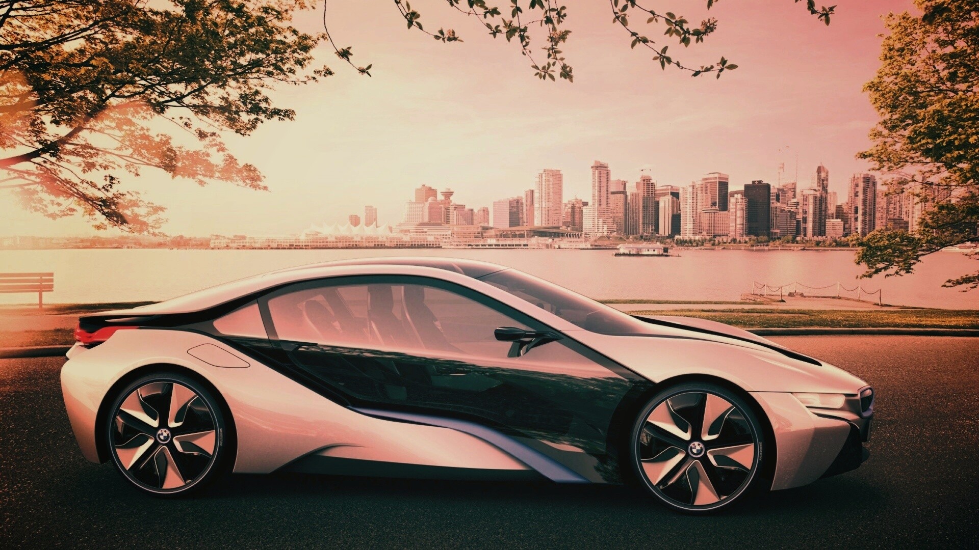 Концепт БМВ на берегу озера обои