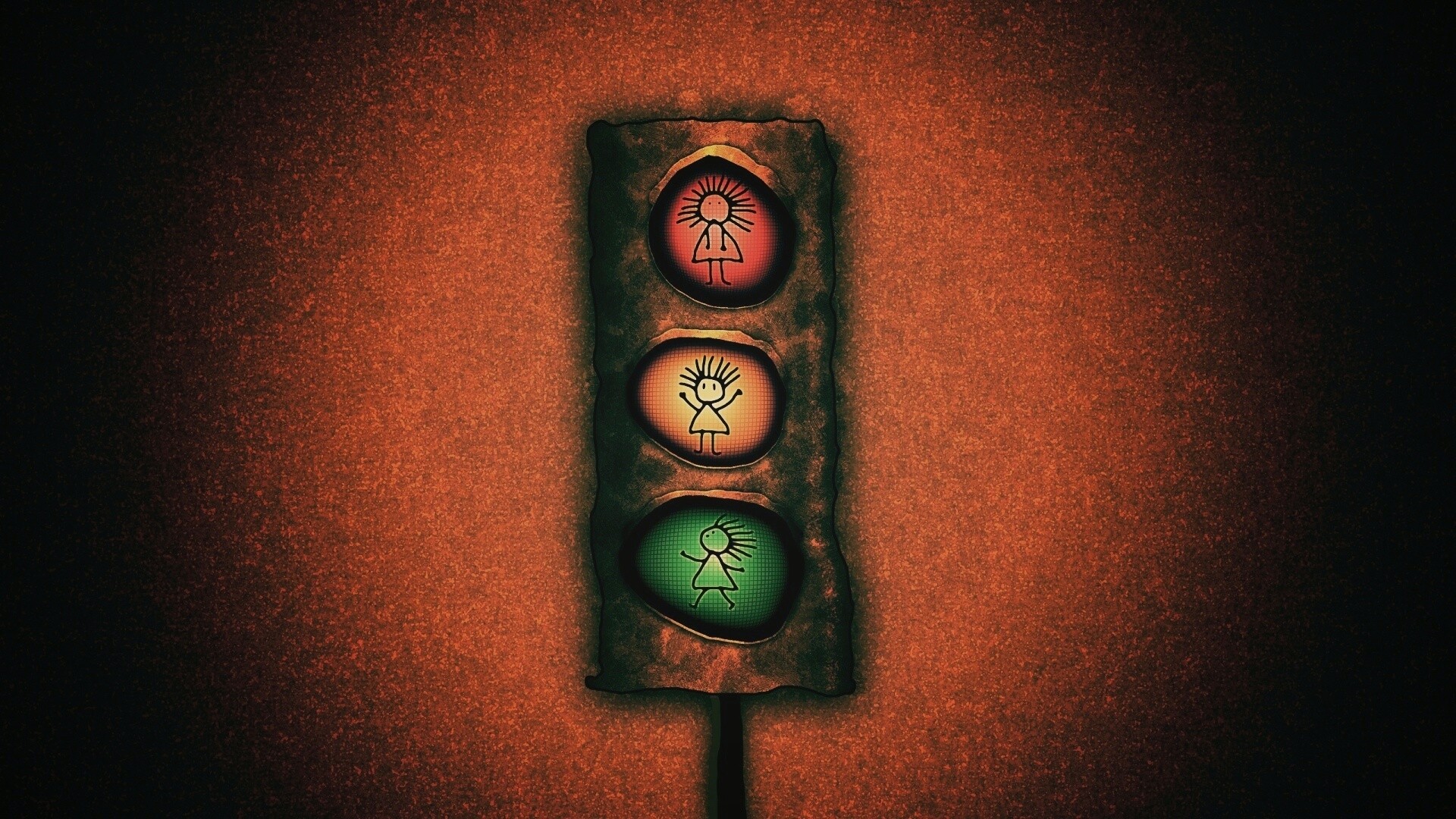 Нарисованный светофор обои