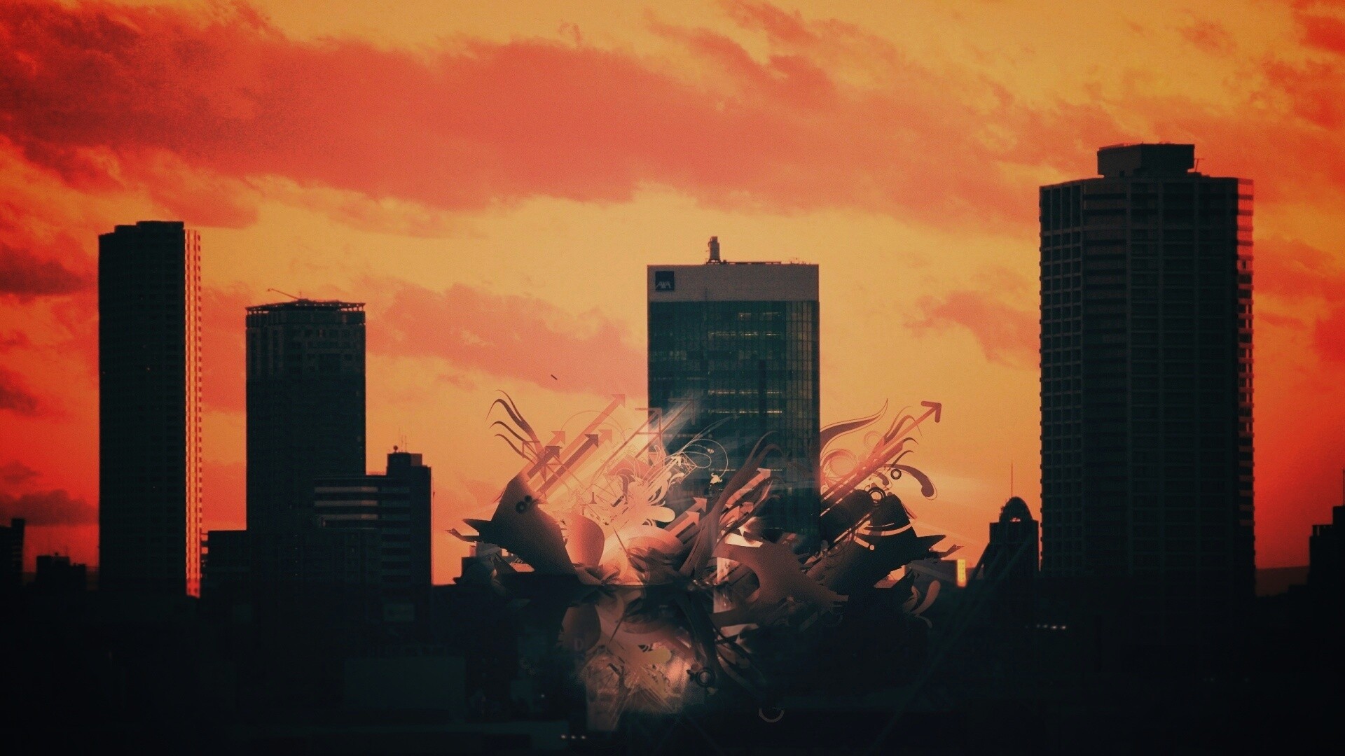 3D абстракция прямо в городе обои