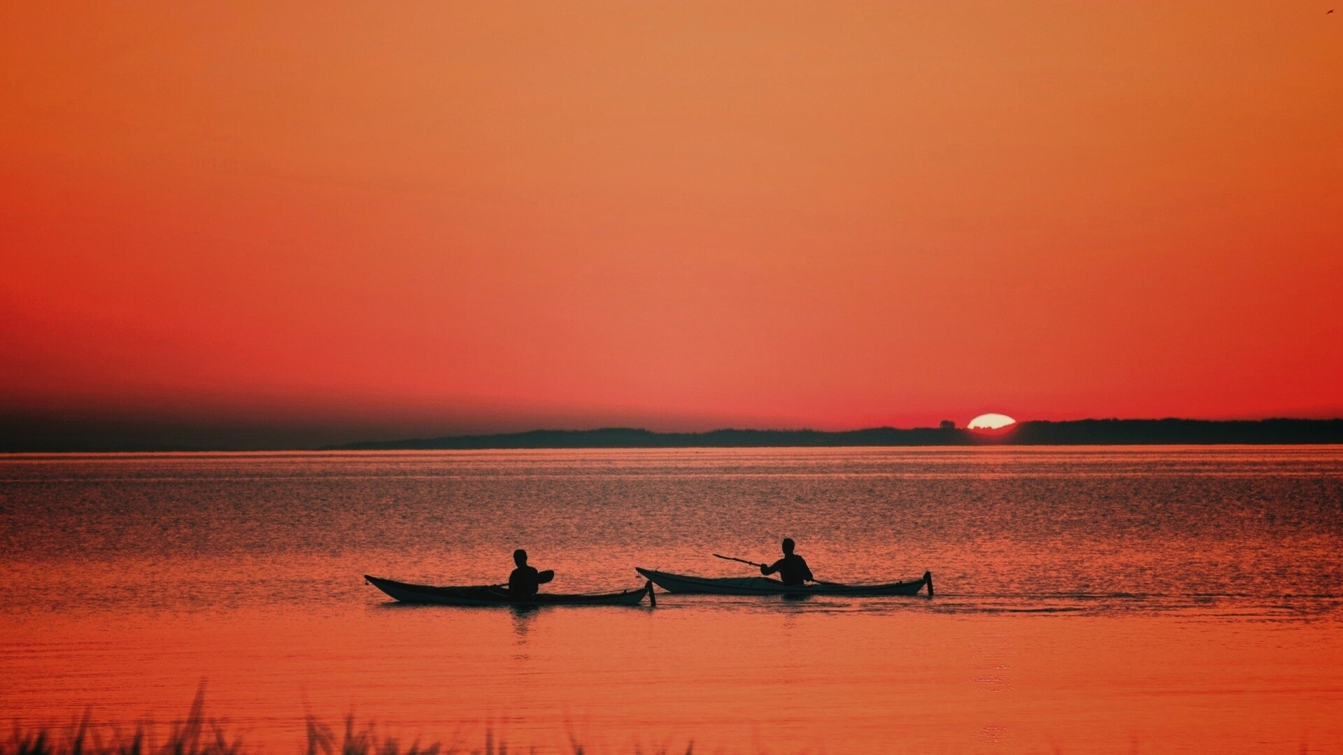 Рыбаки на лодках обои