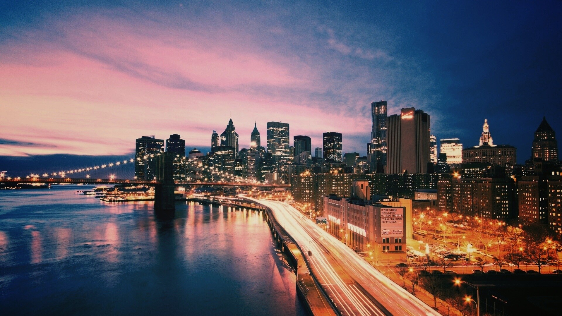 Город светит окнами в ночи обои