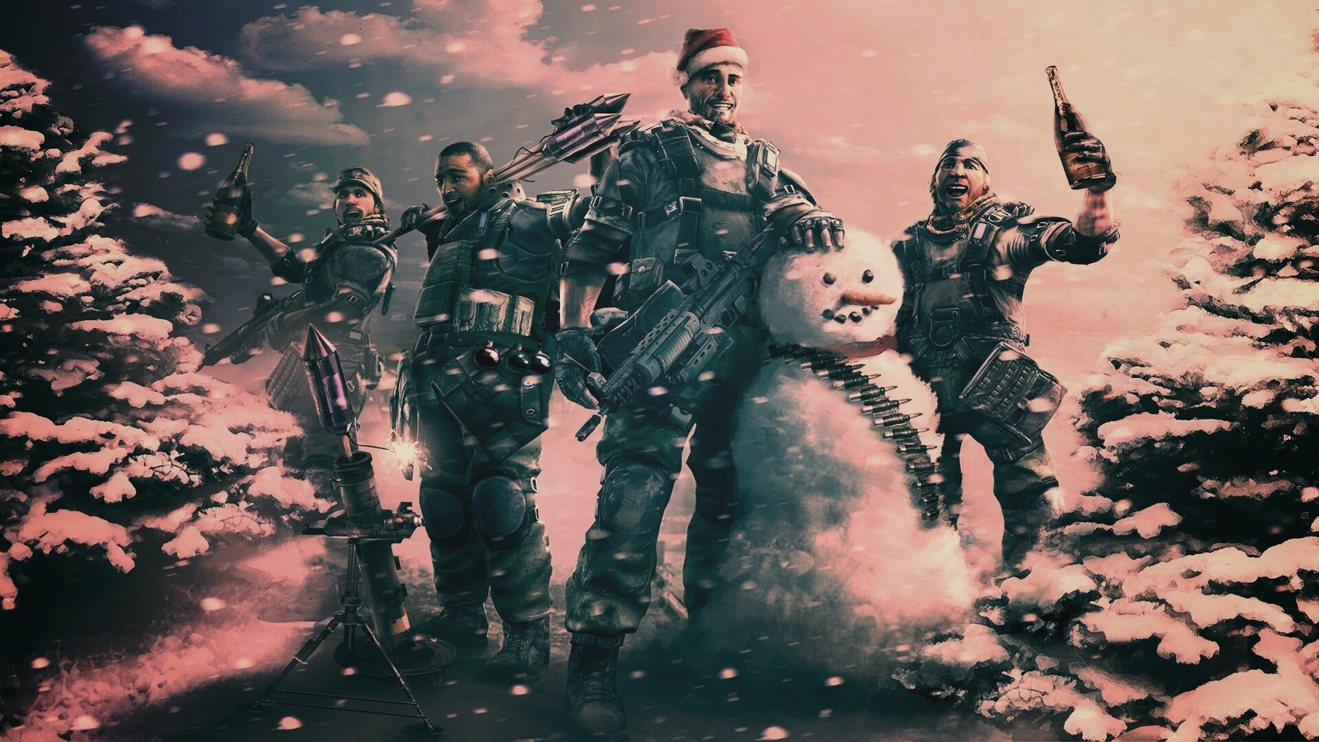 Новый год в шутере обои