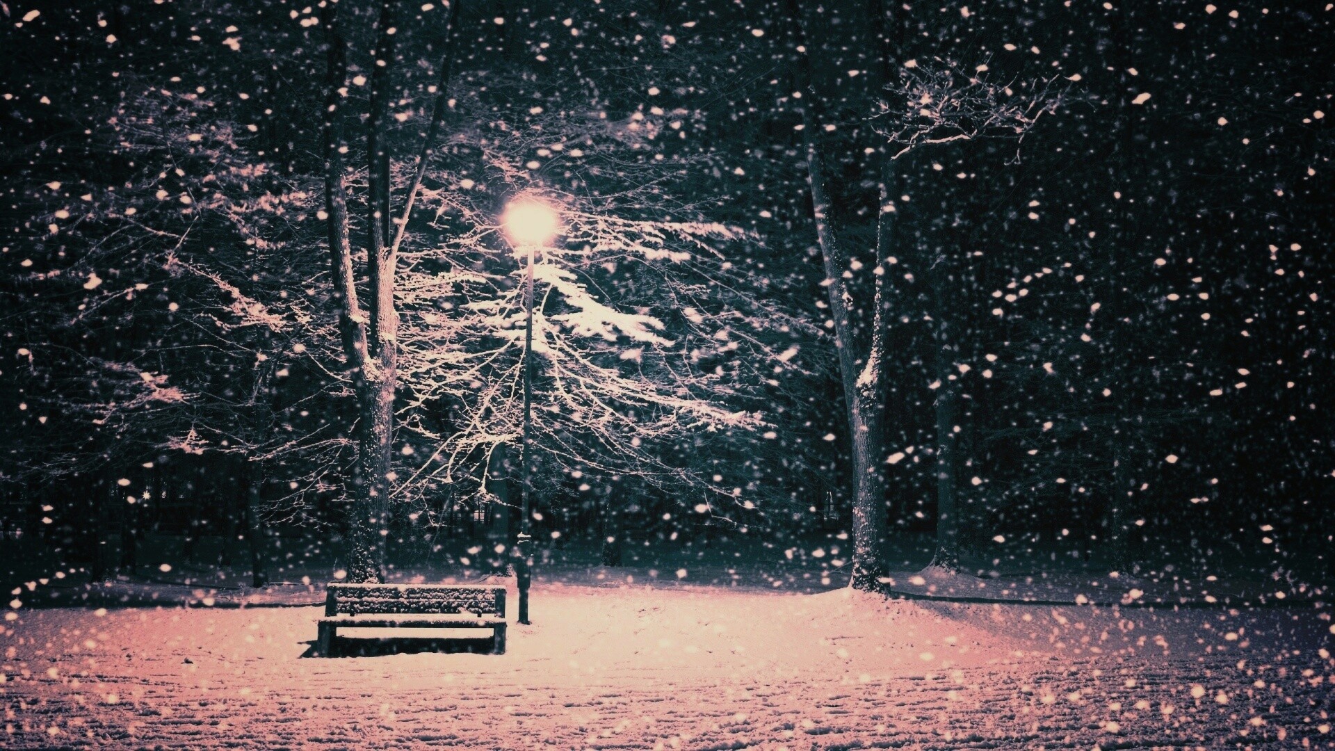 Ночь..улица..фонарь..скамейка.. обои