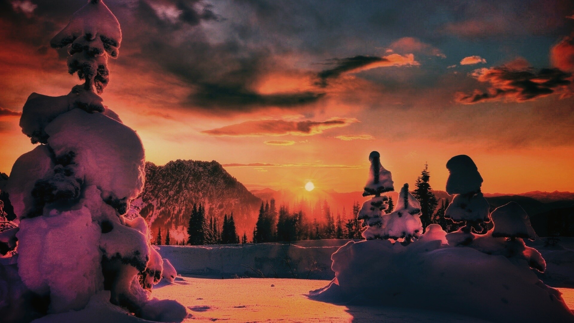 Зимнее солнце обои