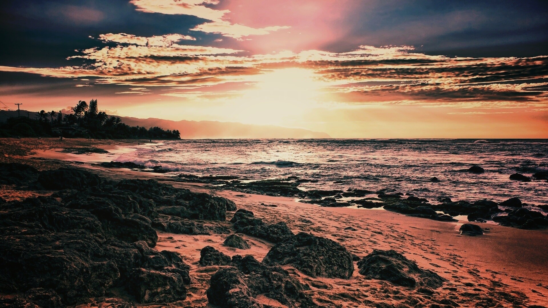 Закат на море обои