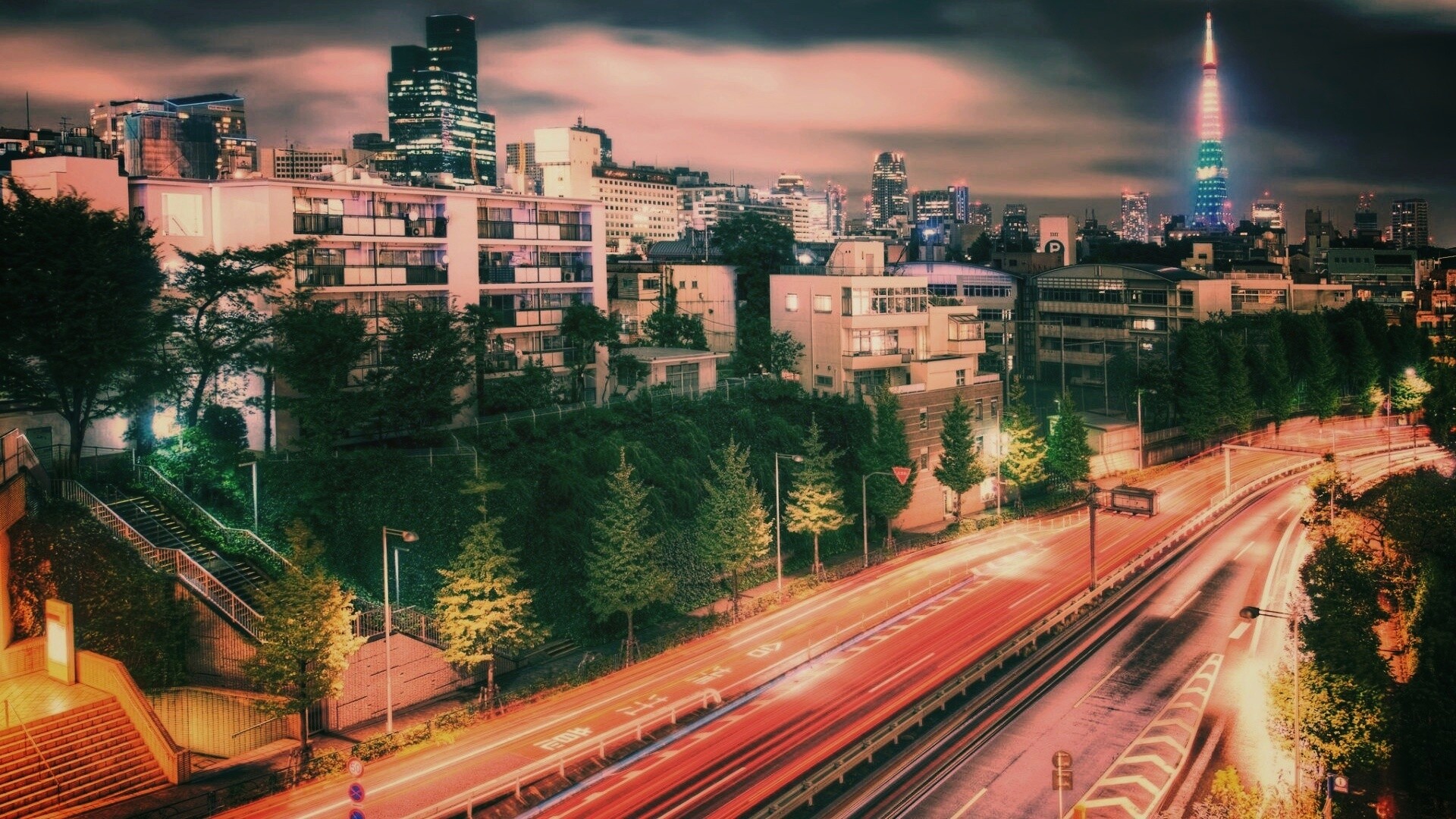 Светящийся город обои