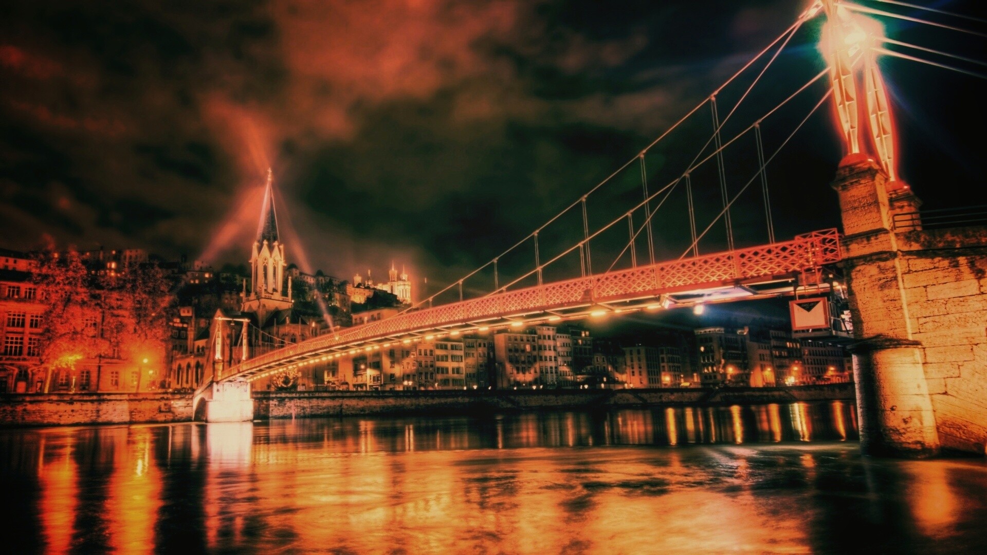 Ночная подсветка моста обои