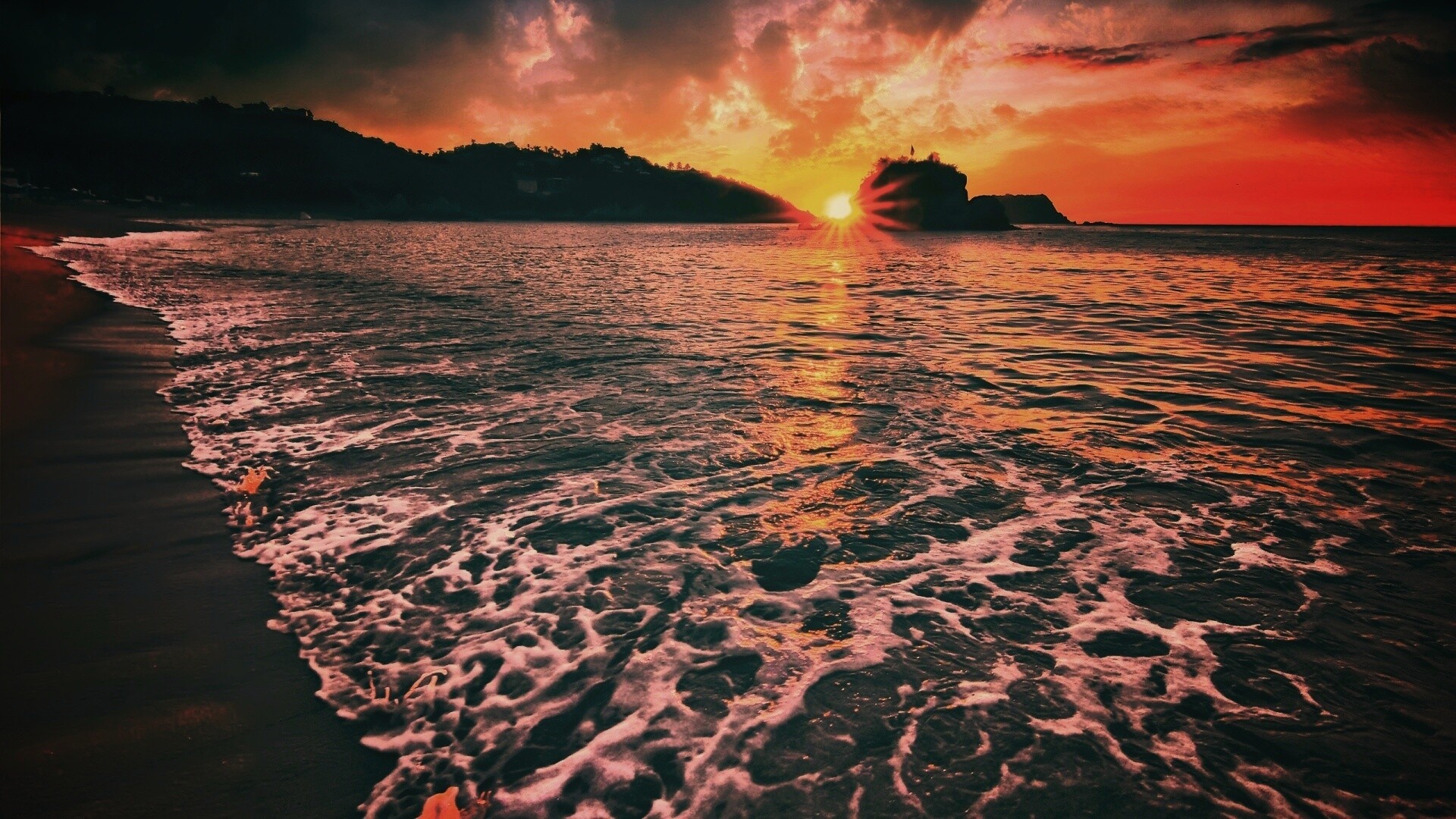 Закат в лагуне обои