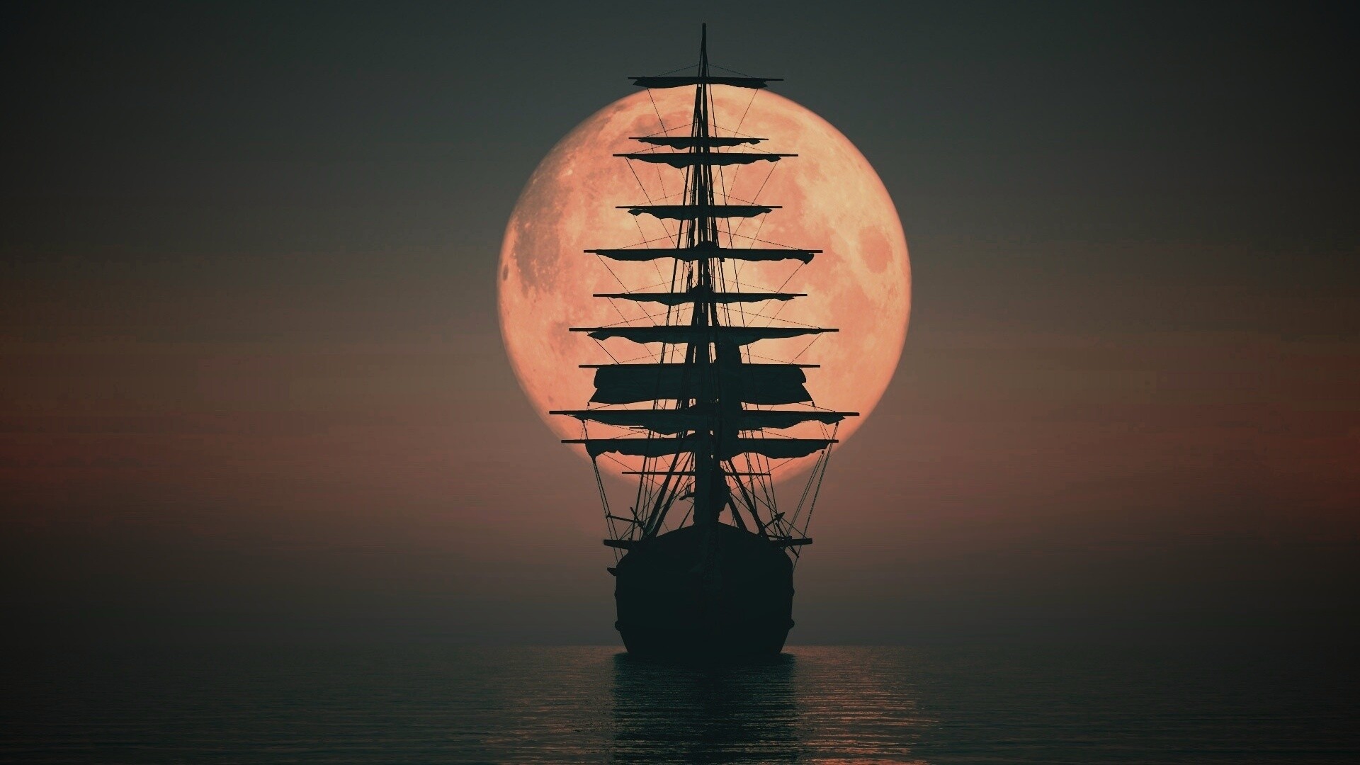 Корабль со спущенными парусами обои