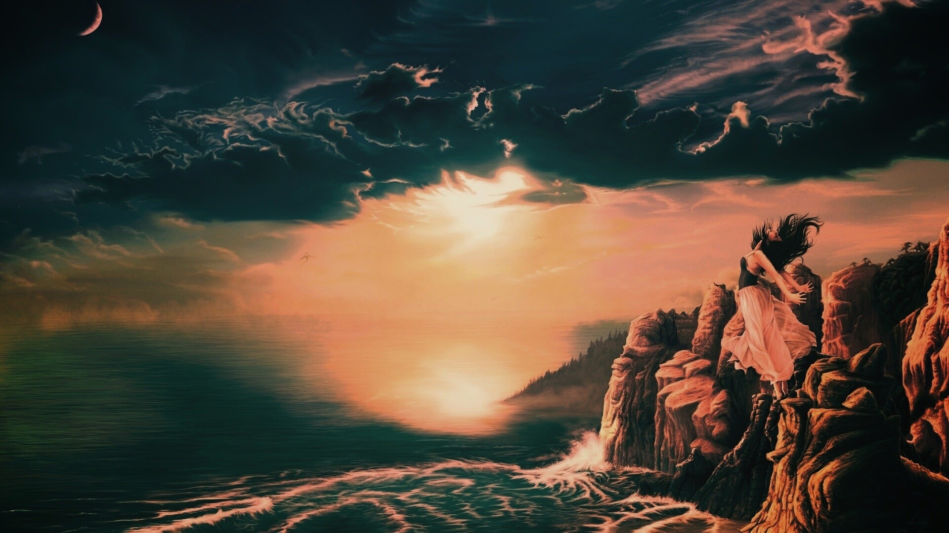 Прыжок с обрыва обои